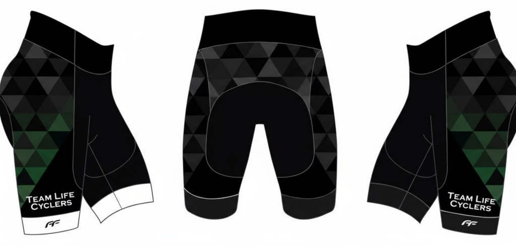 Black geometric bib shorts left view